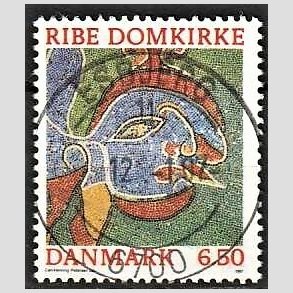 FRIM�RKER DANMARK | 1987 - AFA 881 - Ribe Domkirke - 6,50 Kr. flerfarvet - Pragt Stemplet
