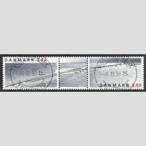 FRIM�RKER DANMARK | 1998 - AFA 1174-75 - Sammentryk med vignet - 5,00 Kr. flerfarvet - Pragt Stemplet