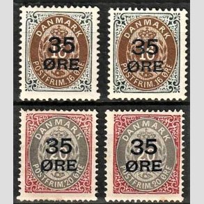FRIMRKER DANMARK | 1912 - AFA 60,61 - 35 res Provisorier, 4 stk. pne mrker - Ubrugt