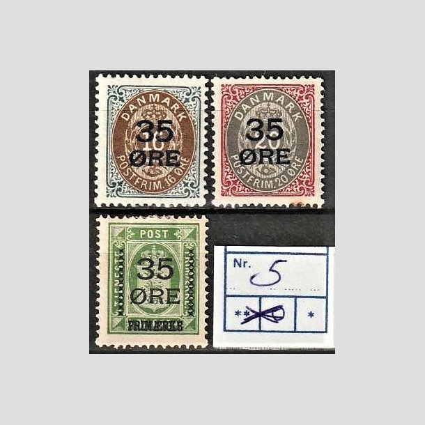 FRIMRKER DANMARK | 1912  - AFA 60,61,62 - 35 res Provisorier i komplet st - Ubrugt