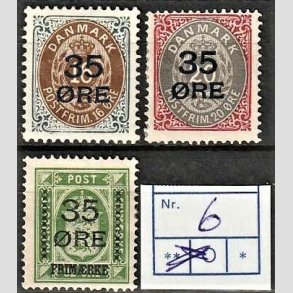 FRIMRKER DANMARK | 1912  - AFA 60,61,62 - 35 res Provisorier i komplet st - Ubrugt