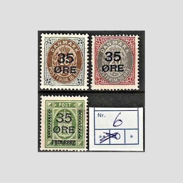 FRIMRKER DANMARK | 1912  - AFA 60,61,62 - 35 res Provisorier i komplet st - Ubrugt