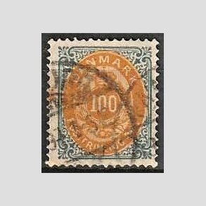 FRIM�RKER DANMARK | 1875 - AFA 31 - 100 �re gr�/gul - Stemplet