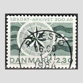 FRIM�RKER DANMARK | 1984 - AFA 799 - S�kortarkivet 200 �r - 2,30 Kr. gr�n - Lux Stemplet Pr�st�