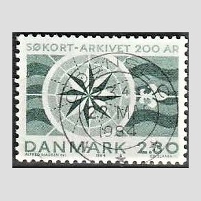 FRIM�RKER DANMARK | 1984 - AFA 799 - S�kortarkivet 200 �r - 2,30 Kr. gr�n - Lux Stemplet