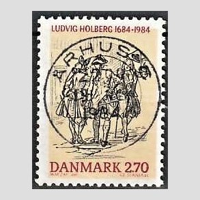 FRIM�RKER DANMARK | 1984 - AFA 814 - Ludvig Holberg - 2,70 Kr. flerfarvet - Pragt Stemplet