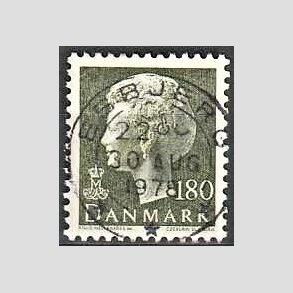 FRIMRKER DANMARK | 1977 - AFA 647 - Dronning Margrethe - 180 re sortgrn - Pragt Stemplet
