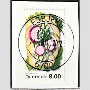 FRIM�RKER DANMARK | 2012 - AFA 1703 - Sm�rrebr�d - 8,00 Kr. flerfarvet p� klip - Pragt Stemplet