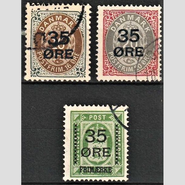 FRIMRKER DANMARK | 1912  - AFA 60,61,62 - 35 res Provisorier i komplet st - Stemplet