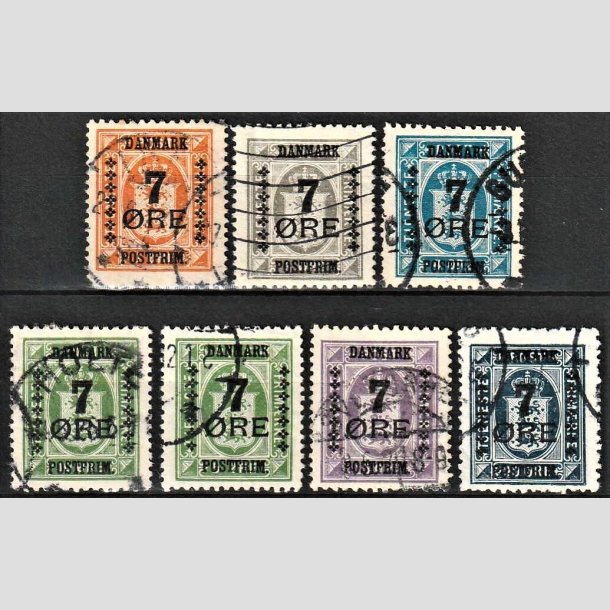 FRIMRKER DANMARK | 1926 - AFA  160-166 - 7 res Provisorier i komplet st - Stemplet