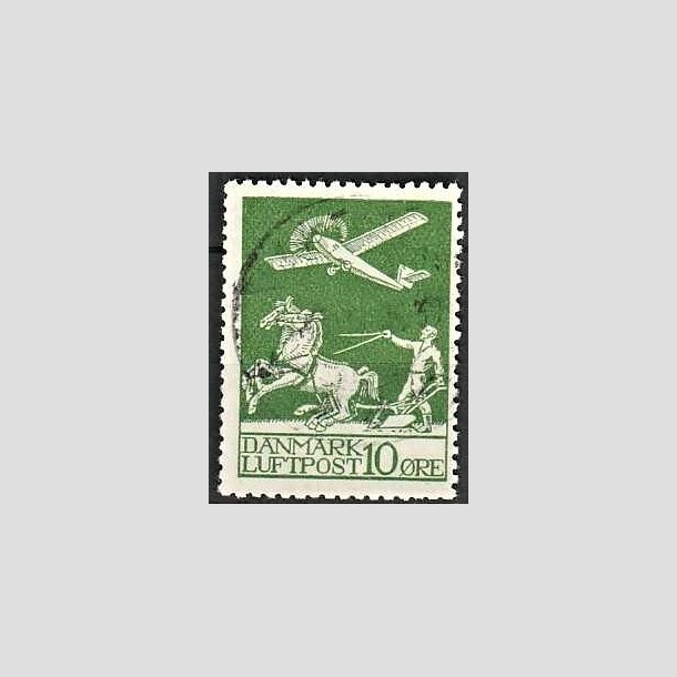 FRIMRKER DANMARK | 1925 - AFA 144 - Gl. Luftpost 10 re grn - Stemplet