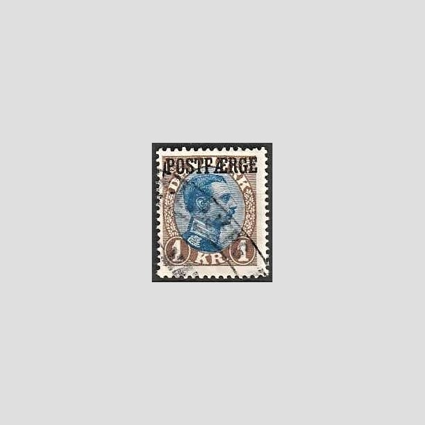 FRIMRKER DANMARK | 1922-26 - AFA 8 - 1 Kr. brun/bl type I - Stemplet