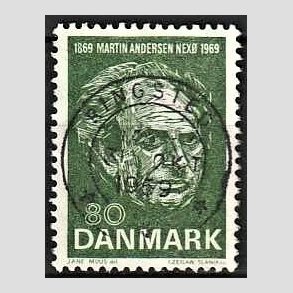FRIM�RKER DANMARK | 1969 - AFA 485 - Martin Andersen Nex� - 80 �re gr�n - Pragt Stemplet Ringsted