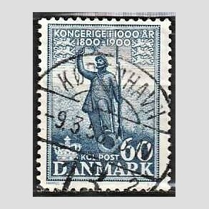 FRIM�RKER DANMARK | 1953-56 - AFA 355 - Kongeriget 1000 �r - 60 �re bl� - Pragt Stemplet 