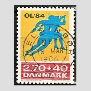 FRIMRKER DANMARK | 1984 - AFA 798 - Olympiske Lege 1984 - 2,70 Kr. + 40 re gul/rd/bl - Pragt Stemplet