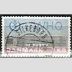 FRIM�RKER DANMARK | 1972 - AFA 533 - W.H.O - 2 Kr. bl�/r�d/gr�n - Lux Stemplet Silkeborg