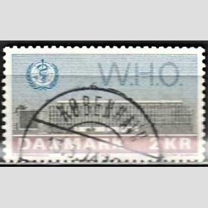 FRIM�RKER DANMARK | 1972 - AFA 533 - W.H.O - 2 Kr. bl�/r�d/gr�n - Lux Stemplet