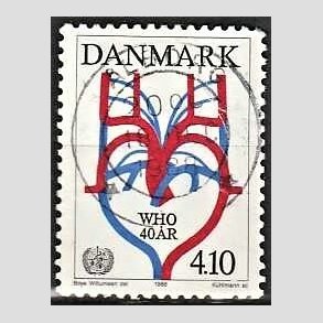 FRIM�RKER DANMARK | 1988 - AFA 909 - WHO 40 �r - 4,10 Kr. flerfarvet - Pragt Stemplet �lborg