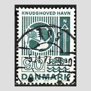 FRIM�RKER DANMARK | 1972 - AFA 537 - Trafiktekniske anl�g - 90 �re bl�gr�n - Pragt Stemplet �rs