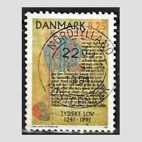 FRIM�RKER DANMARK | 1991 - AFA 991 - Jyske Lov 750 �r. - 8,25 Kr. flerfarvet - Lux Stemplet
