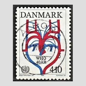 FRIM�RKER DANMARK | 1988 - AFA 909 - WHO 40 �r - 4,10 Kr. flerfarvet - Pragt Stemplet
