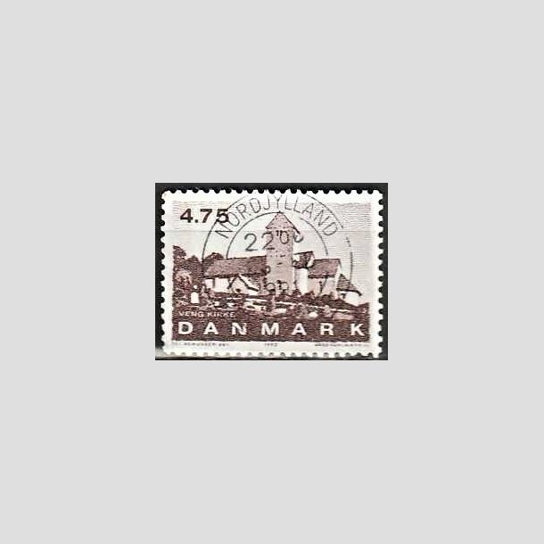 FRIMRKER DANMARK | 1990 - AFA 975 - Jyske landsbykirker - 4,75 Kr. brun - Pragt Stemplet