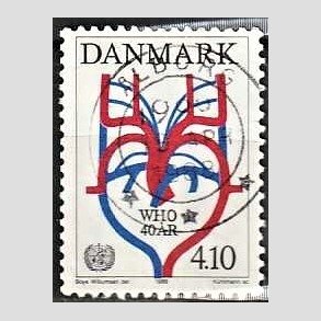 FRIM�RKER DANMARK | 1988 - AFA 909 - WHO 40 �r - 4,10 Kr. flerfarvet - Lux Stemplet