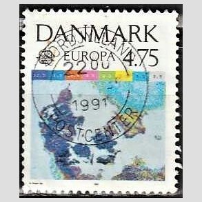 FRIM�RKER DANMARK | 1991 - AFA 990 - Europam�rker rumflyvning - 4,75 Kr. flerfarvet - Pragt Stemplet