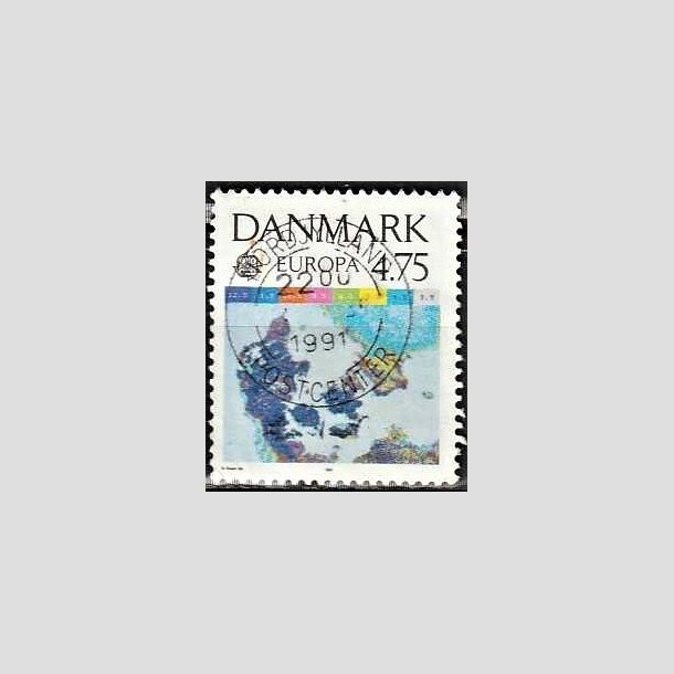 FRIMRKER DANMARK | 1991 - AFA 990 - Europamrker rumflyvning - 4,75 Kr. flerfarvet - Pragt Stemplet