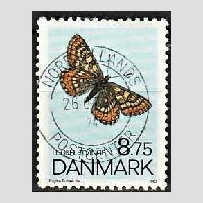 FRIM�RKER DANMARK | 1993 - AFA 1039 - Sommerfugle - 8,75 Kr. flerfarvet - Pragt Stemplet