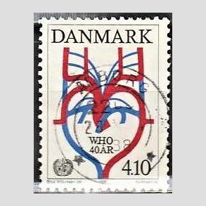 FRIM�RKER DANMARK | 1988 - AFA 909 - WHO 40 �r - 4,10 Kr. flerfarvet - Lux Stemplet �lborg