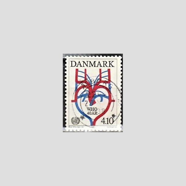 FRIMRKER DANMARK | 1988 - AFA 909 - WHO 40 r - 4,10 Kr. flerfarvet - Lux Stemplet lborg