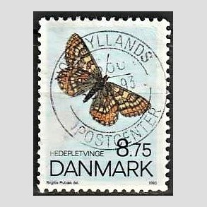FRIM�RKER DANMARK | 1993 - AFA 1039 - Sommerfugle - 8,75 Kr. flerfarvet - Pragt Stemplet