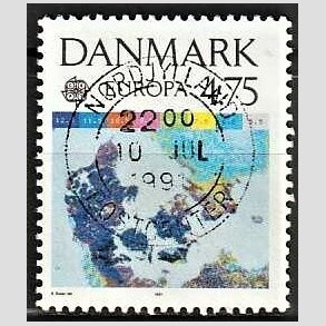 FRIM�RKER DANMARK | 1991 - AFA 990 - Europam�rker rumflyvning - 4,75 Kr. flerfarvet - Pragt Stemplet
