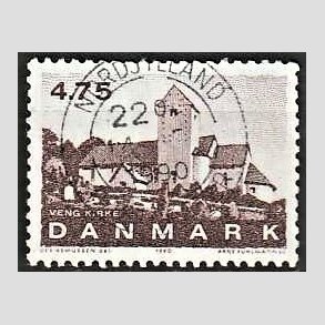 FRIMRKER DANMARK | 1990 - AFA 975 - Jyske landsbykirker - 4,75 Kr. brun - Pragt Stemplet