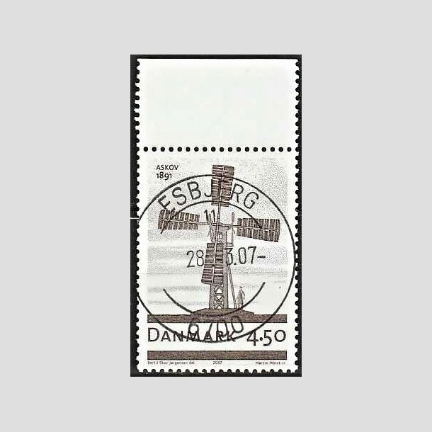 FRIMRKER DANMARK | 2007 - AFA 1492 - Danske vindmller - 4,50 Kr. Mllen i Anskov - Pragt Stemplet Esbjerg