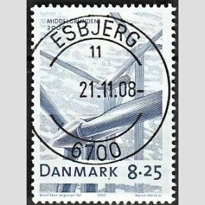 FRIM�RKER DANMARK | 2007 - AFA 1495 - Danske vindm�ller - 8,25 Kr. bl� - Pragt Stemplet Esbjerg