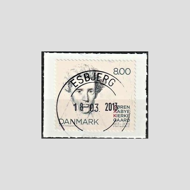 FRIMRKER DANMARK | 2013 - AFA 1740 - Sren Kierkegaard 200 r. - 8,00 Kr. flerfarvet - Pragt Stemplet