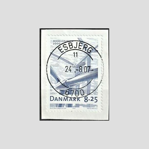 FRIMRKER DANMARK | 2007 - AFA 1495 - Danske vindmller - 8,25 Kr. bl p afklip - Pragt Stemplet