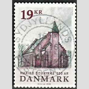FRIM�RKER DANMARK | 2016 - AFA 1844 - Maribo Domkirke 600 �r - 19,00 Kr. flerfarvet - Pragt Stemplet