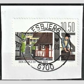 FRIM�RKER DANMARK | 2009 - AFA 1566 - Den gamle by - 10,50 Kr. flerfarvet p� klip - Pragt Stemplet