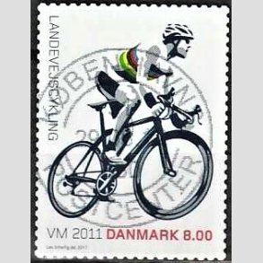 FRIM�RKER DANMARK | 2011 - AFA 1674 - WM i landevejscykling - 8,00 Kr. flerfarvet - Pragt Stemplet