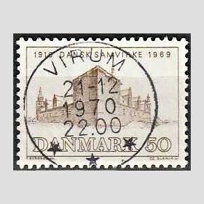 FRIM�RKER DANMARK | 1969 - AFA 483 - Dansk Samvirke 50 �r - 50 �re gr�brun - Pragt Stemplet