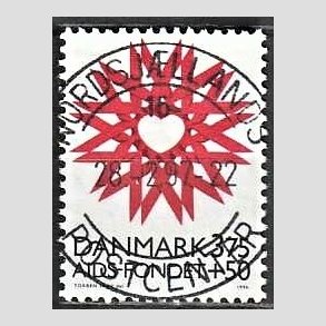 FRIMRKER DANMARK | 1996 - AFA 1130 - AIDS-Fondet - 3,75 Kr. + 50 re rd/sort - Pragt Stemplet