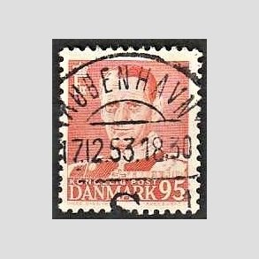 FRIMRKER DANMARK | 1952-53 - AFA 343 - Fr. IX 95 re orangerd - Lux Stemplet Kbenhavn