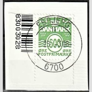 FRIM�RKER DANMARK | 2008 - AFA 1530E - B�lgelinie - 500 �re lys gr�n p� klip - Pragt Stemplet