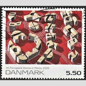 FRIMRKER DANMARK | 2009 - AFA 1589 - Frimrkekunst 12 - 5,50 Kr. flerfarvet - Alm. god gennemsnitskvalitet - Stemplet (Photo eksempel)