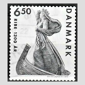 FRIMRKER DANMARK | 2010 - AFA 1615E - Ribe 1300 r. - 6,50 Kr. grlig - Alm. god gennemsnitskvalitet - Stemplet (Photo eksempel)