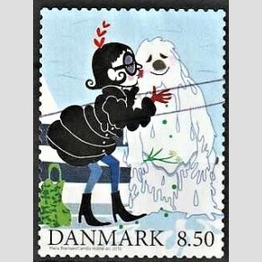 FRIMRKER DANMARK | 2010 - AFA 1638E - Vintereventyr - 8,50 Kr. flerfarvet - Alm. god gennemsnitskvalitet - Stemplet (Photo eksempel)