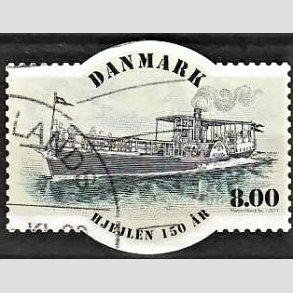 FRIMRKER DANMARK | 2011 - AFA 1670 - Hjuldamperen Hjejlen 150 r. - 8,00 Kr. flerfarvet - Alm. god gennemsnitskvalitet - Stemplet (Photo eksempel)